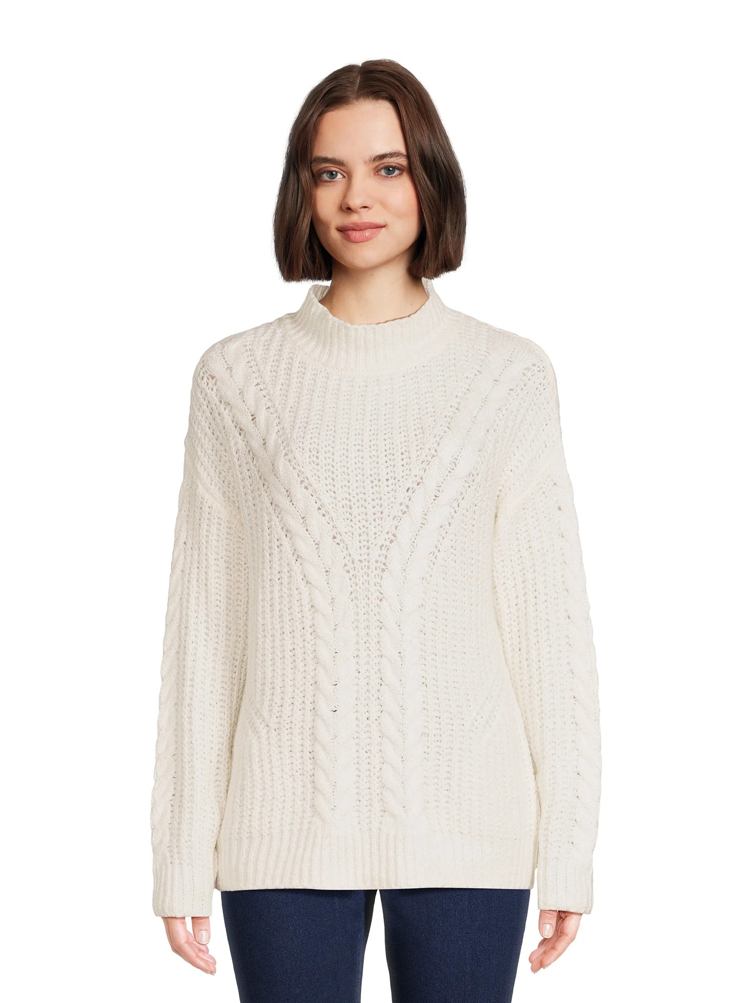 Time and Tru Women's Mock Neck Sweater, Mid-Weight, Sizes XS-XXXL - Walmart.com | Walmart (US)