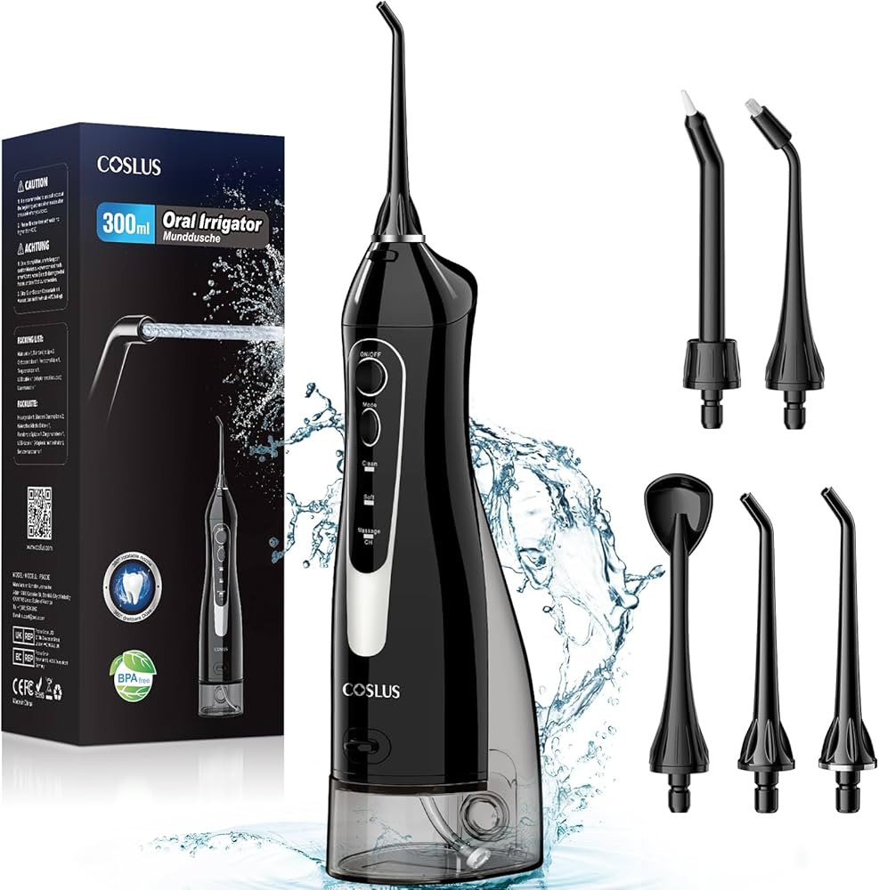 COSLUS Water Dental Flosser Teeth Pick: Portable Cordless Oral Irrigator 300ML Rechargeable Trave... | Amazon (US)