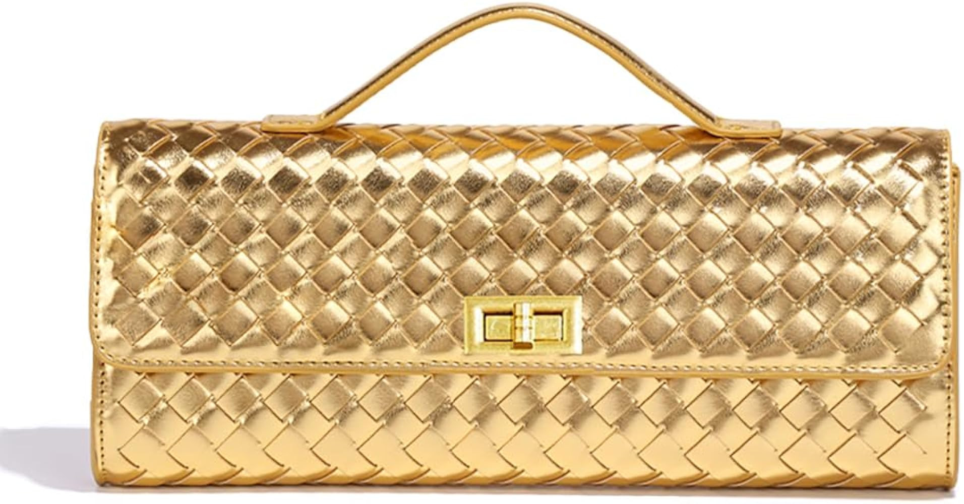 Woven Clutch Purse for Women Fashion Small Square Handbag Vintage Premium Bag PU Leather Handmade... | Amazon (US)