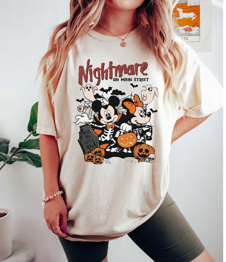 Comfort Colors Disney Halloween Nightmare Shirt, Mickey Minnie Halloween Shirt, Vintage Disney Ha... | Etsy (US)