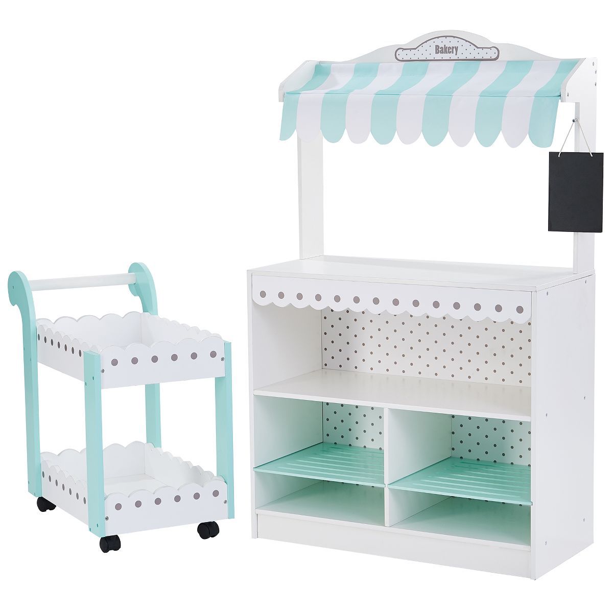 Teamson Kids My Dream Bakery Shop and Pastry Cart Wooden Play Set, White/Mint | Target