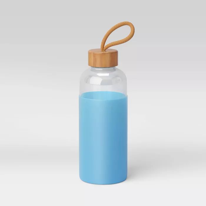 22oz Iridescent Glass Water Bottle with Silicone Sleeve Midday Blue - Opalhouse™ | Target