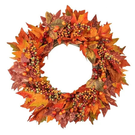 Fall Maple Leaf Wreath for Front Door, Thanksgiving Christmas Harvest Hanging Decor | Walmart (US)