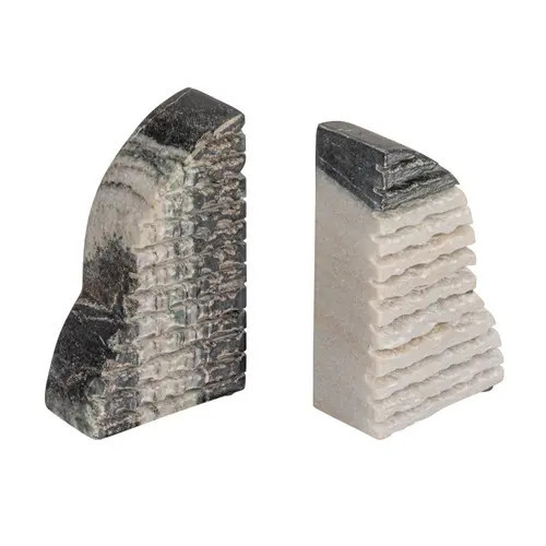 Storied Home Mélange Carved Marble Bookends in Black at Nordstrom | Nordstrom