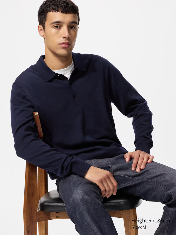 100% Merino Knit Polo | UNIQLO (UK)