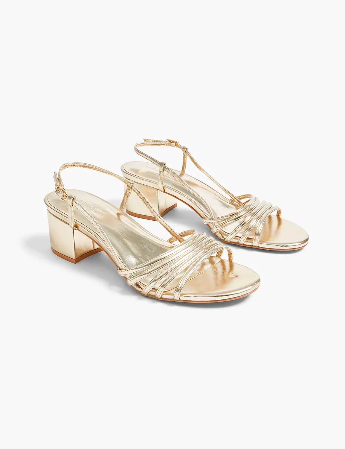 Dream Cloud Metallic Strappy Low Block Heel | LaneBryant | Lane Bryant (US)