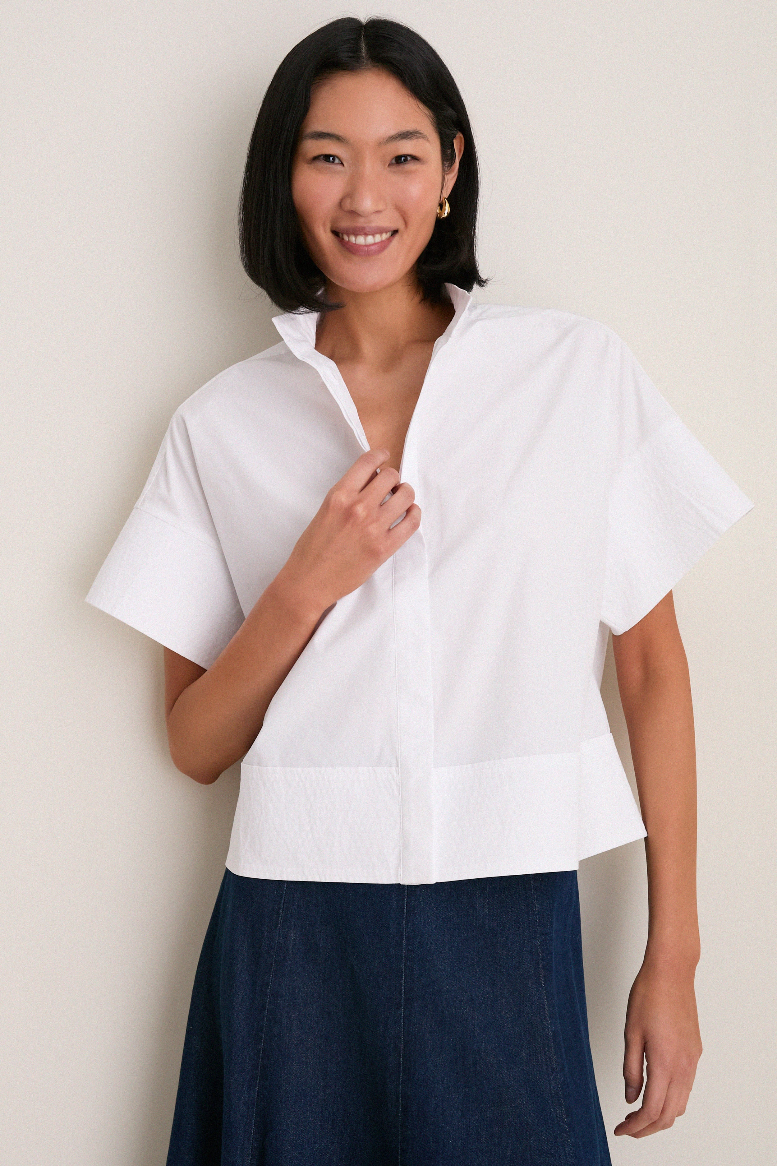 White Trapunto Stitch Sofia Shirt | Tuckernuck (US)