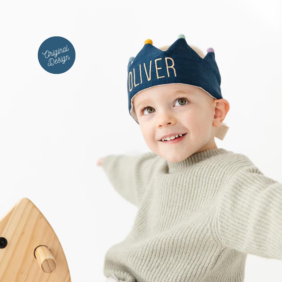 The Original Birthday Crown by Flower Lane | Personalized and Custom Navy Blue Birthday Crown for... | Etsy (US)
