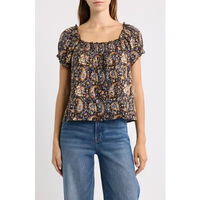 Madewell Paisley Cotton Top in Molasses at Nordstrom, Size Xx-Large | Nordstrom