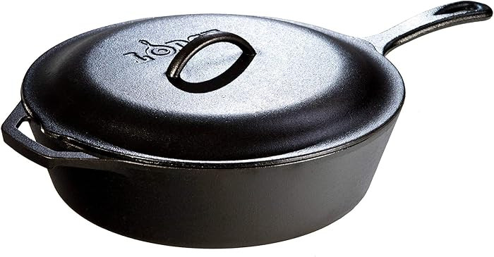 Lodge 5 Quart Pre-Seasoned Cast Iron Deep Skillet with Lid - Signature Teardrop Handle & Assist H... | Amazon (US)