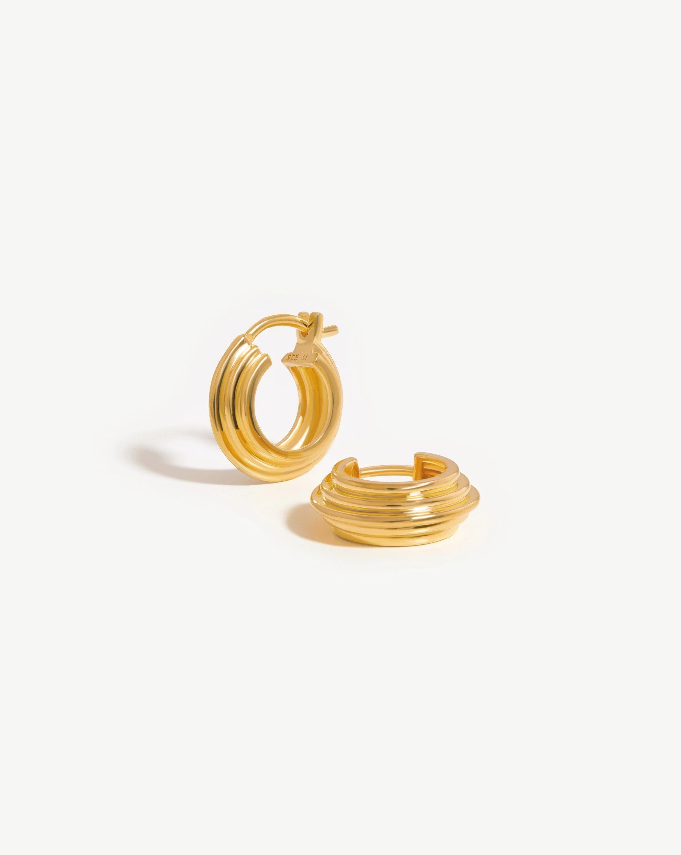 Lucy Williams Small Ridge Hoop Earrings | 18ct Gold Vermeil | Missoma | Missoma UK