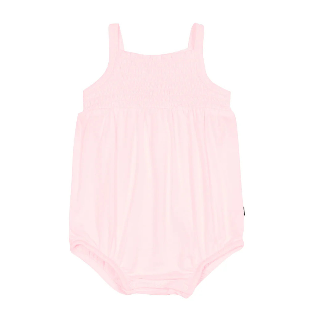 Smocked Bubble Romper in Sakura | Kyte BABY