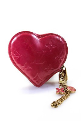 Louis Vuitton Womens Monogram Vernis Chain Geometric Heart Coin Wallet Pink | eBay US
