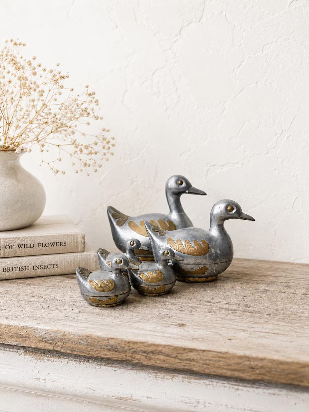 Antique Pewter Brass Duck Trinket Boxes, Folk Art Bird Sculptures, Hidden Compartment Set - Etsy | Etsy (Global)