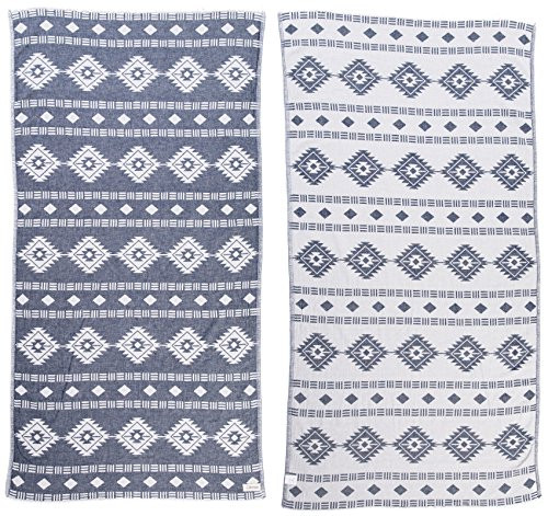 Bersuse 100% Cotton Belize Dual-Layer Handloom Turkish Towel - 37X70 Inches, Dark Blue | Amazon (US)