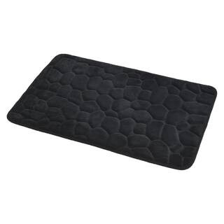 EVIDECO French home goods 3D Cobble Black 20 in. x 32 in. Stone Shaped Memory Foam Microfiber Bat... | The Home Depot