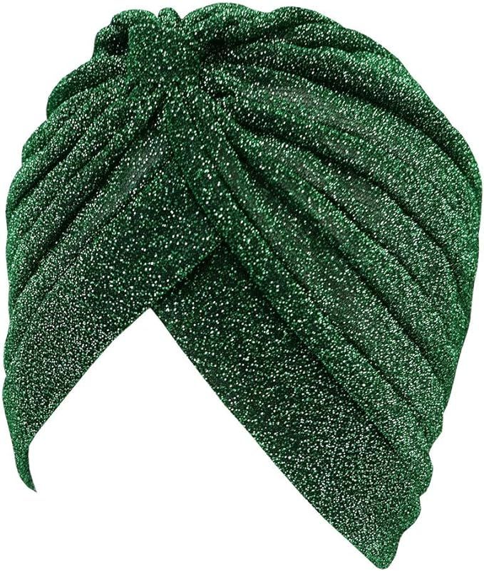 GETACOTA Pleated Glitter Turban for Women Stretchy Hat Beanie Headwrap Twist Elastic Slip on Cap ... | Amazon (US)