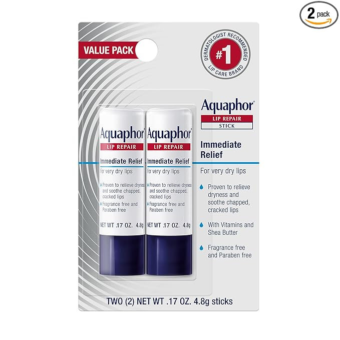 Aquaphor Lip Repair Stick, Moisturizing Lip Balm Pack, Relieves Dryness, 0.17 Oz Stick, Pack of 2 | Amazon (US)