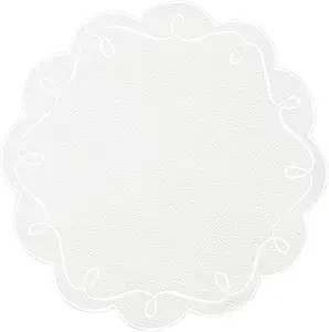 15 Inch Ribbon Twirl Embroidery Round Placemats Set of 4, Scalloped Round Table Mats for Party Ki... | Amazon (US)
