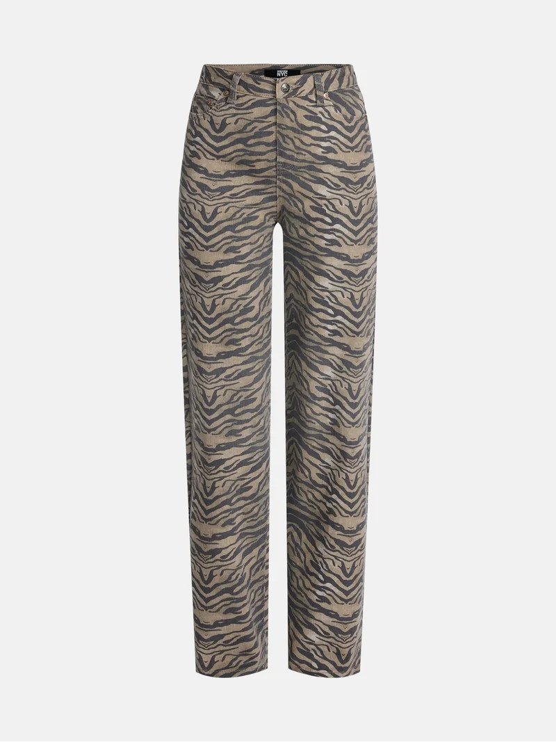 Madden NYC Women's Zebra Print 90's Jeans, 32" Inseam, Sizes 00-18 | Walmart (US)