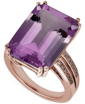 Green Amethyst (16 ct. t.w.) & White Topaz (1/8 ct. t.w.) Statement Ring in Gold-Plated Sterling Sil | Macys (US)