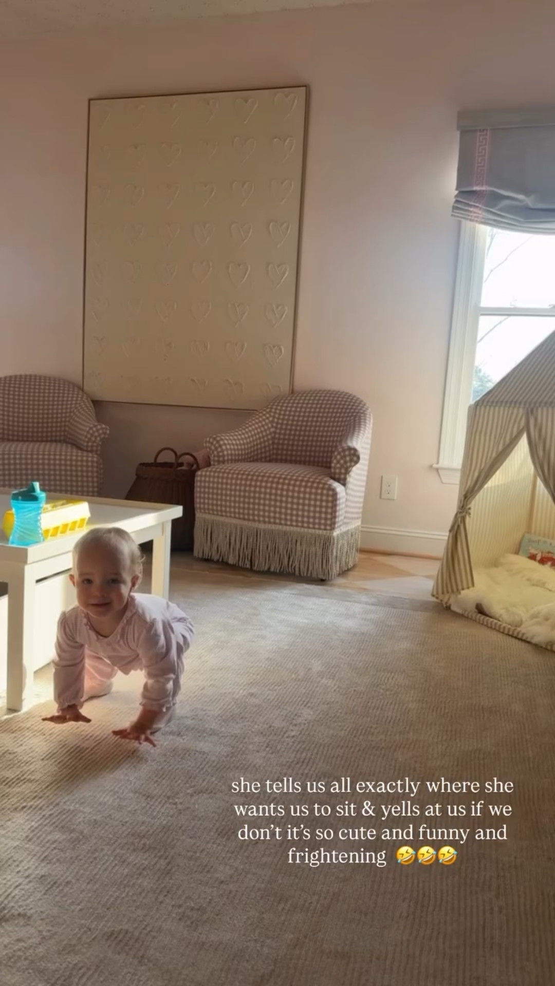 she tells us all exactly where she wants us to sit & yells at us if we don’t it’s so cute and funny and frightening 🤣🤣🤣