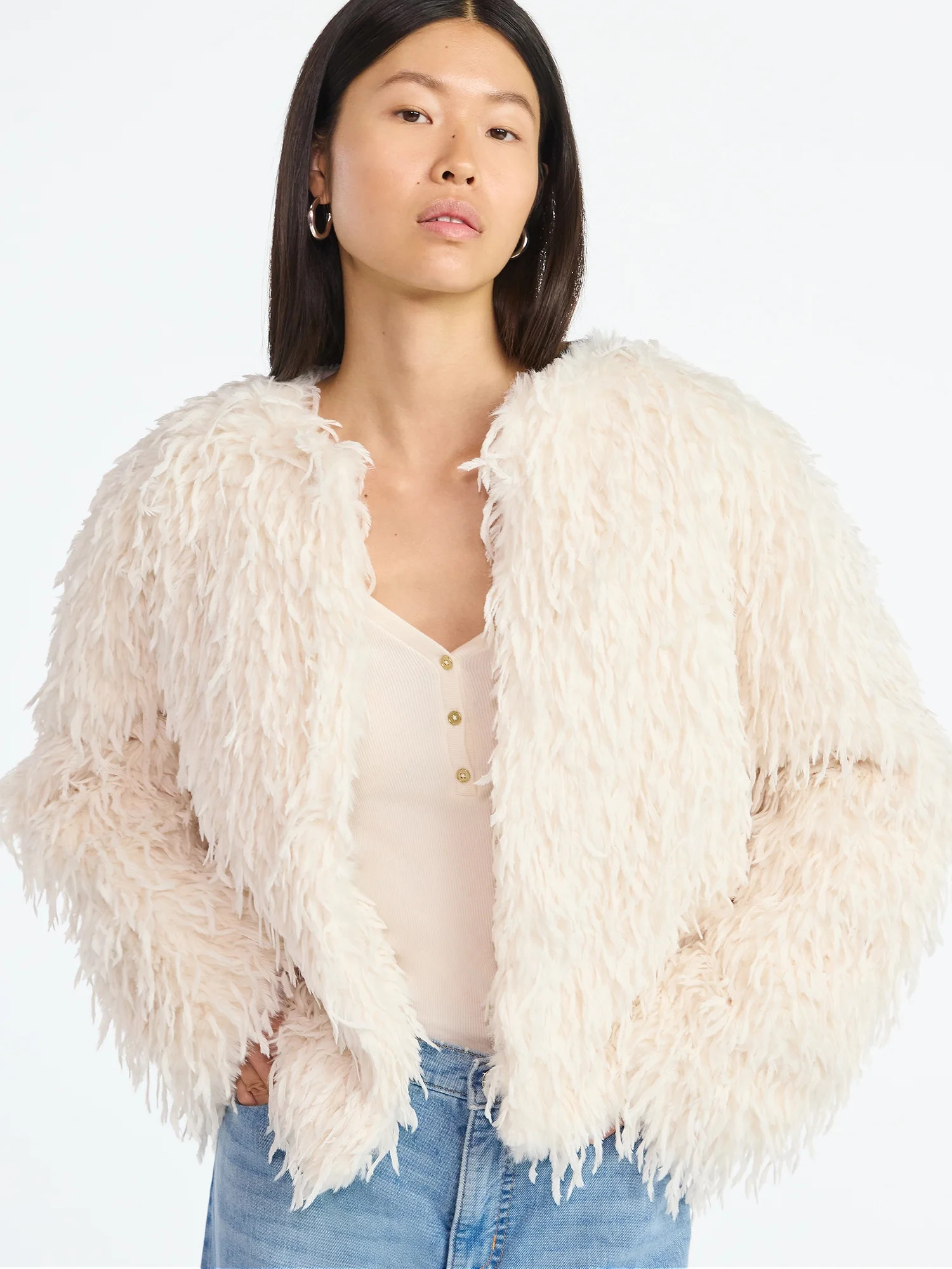 Scoop Women's and Women's Plus Whispy Faux Fur Jacket, Sizes XS-4X | Walmart (US)