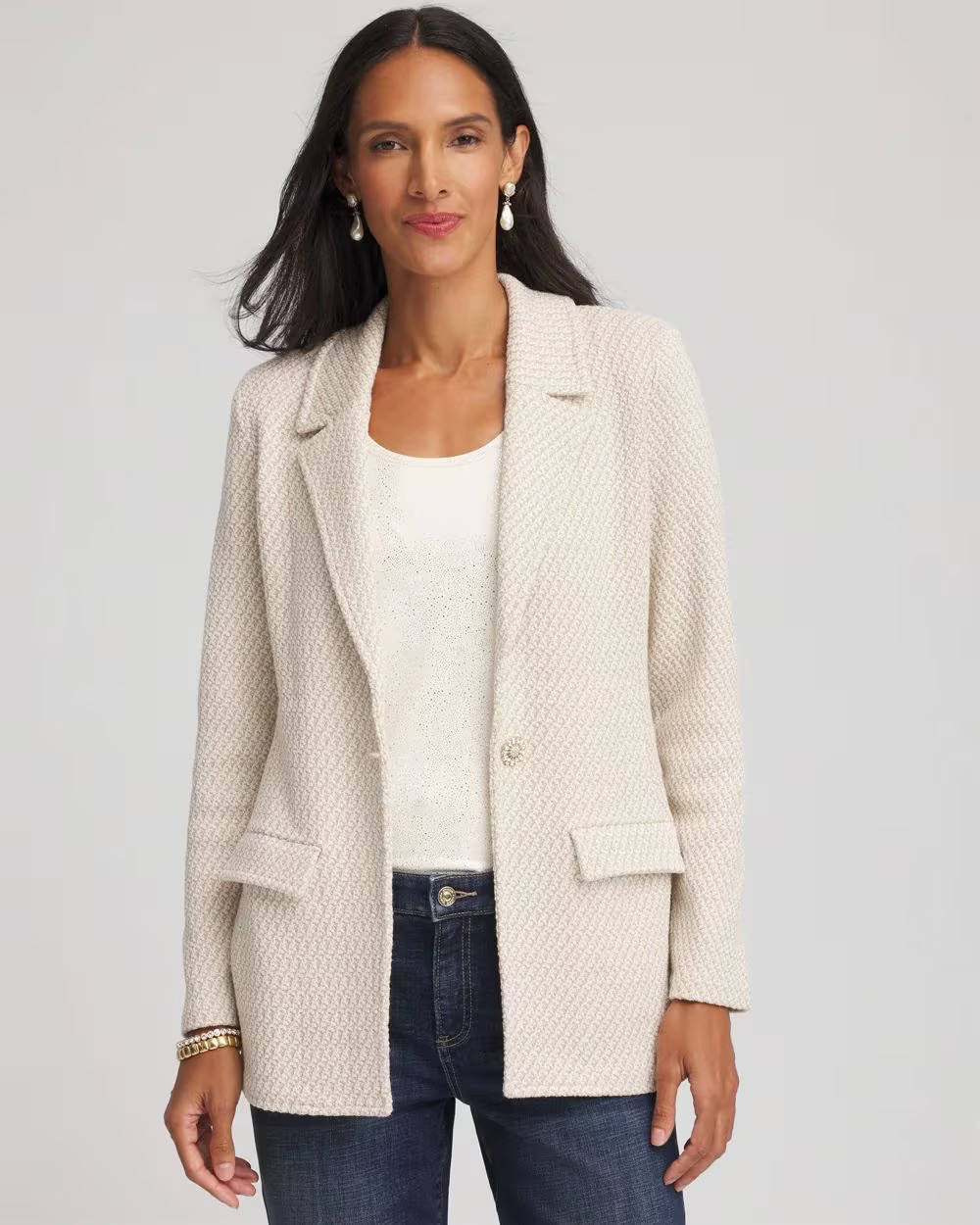 Metallic Rhinestone Sweater Blazer | Chico's