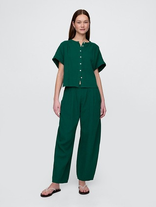 Cotton Gauze Easy Barrel Pants | Gap (US)
