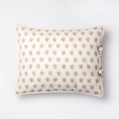 Lofty Cotton Slub Woodblock Print Floral Quilt Sham White/Mauve – Threshold™ designed with St... | Target