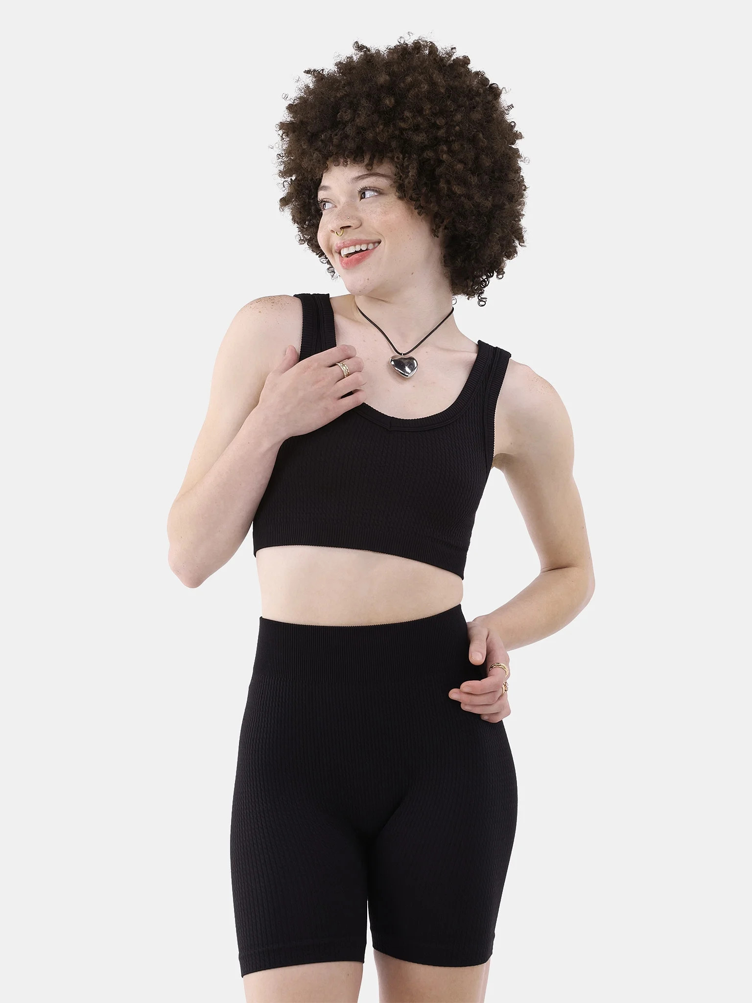 No Boundaries Textured Seamless Tank Top and Shorts Set, 2-Piece, Women’s | Walmart (US)