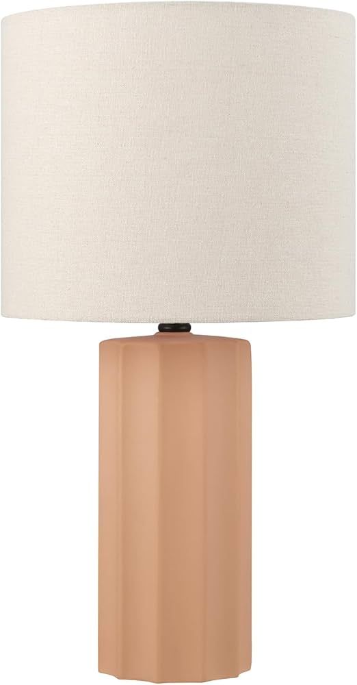 Globe Electric 61000062 20" Ribbed Ceramic Table Lamp, Matte Terracotta Finish, White Linen Shade... | Amazon (US)