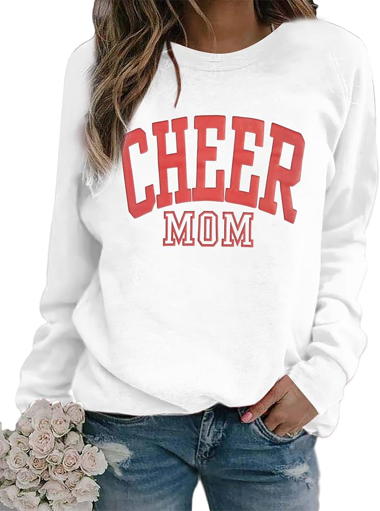 MNLYBABY Cheer Shirt Football Mom Sweatshirt: Women Cheerleader Shirts Chenille Cheer Shirt Mama ... | Amazon (US)