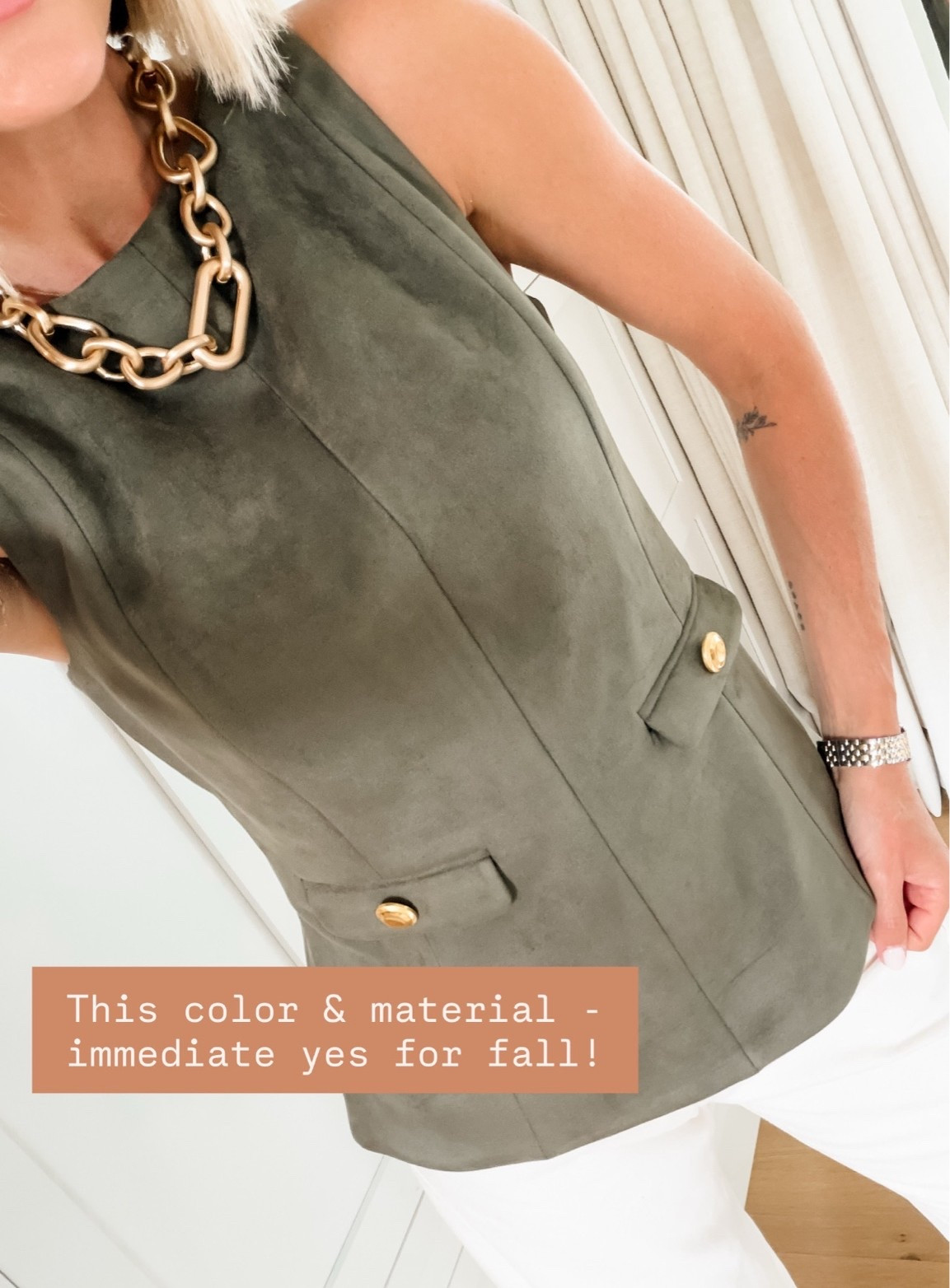 The perfect top for fall 😍 so excited to style this all season long! The gold detail on the pockets is so chic! Wearing XS.

Loverly Grey, Tuckernuck, fall fashion, green suede top, fall outfit ideas

#LTKootd #LTKSeasonal