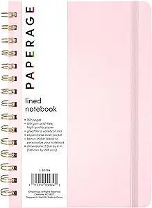 PAPERAGE Lined Spiral Journal Notebook, (Blush), 160 Pages, Medium 5.7 inches x 8 inches - 100 GS... | Amazon (US)