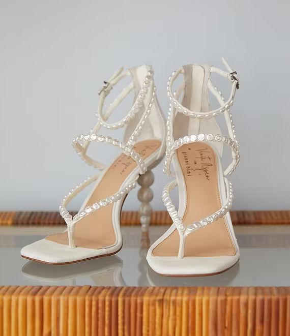 x Venita Aspen Esme Linen Pearl Dress Sandals | Dillard's