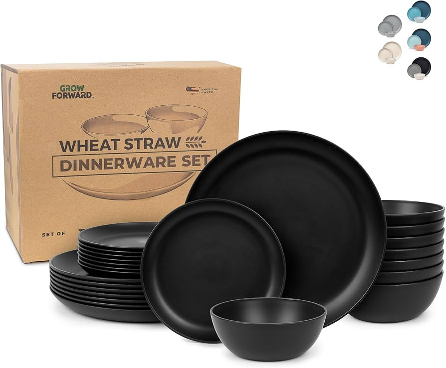 Grow Forward 24-piece Premium Wheat Straw Dinnerware Sets for 8 - Dinner Plates, Dessert Plates, ... | Amazon (US)