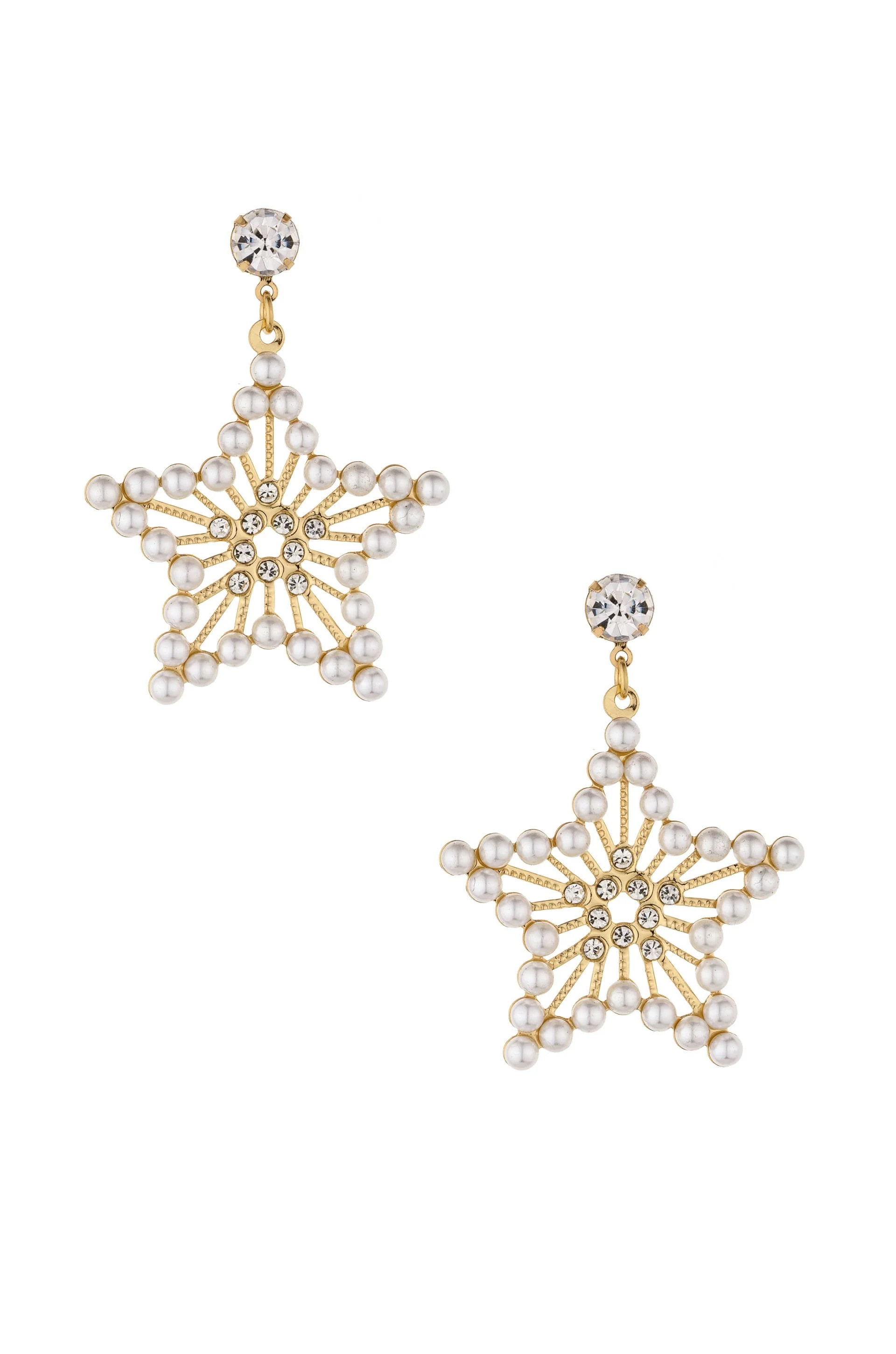 Star Power Pearl and 18k Gold Plated Earrings | Ettika
