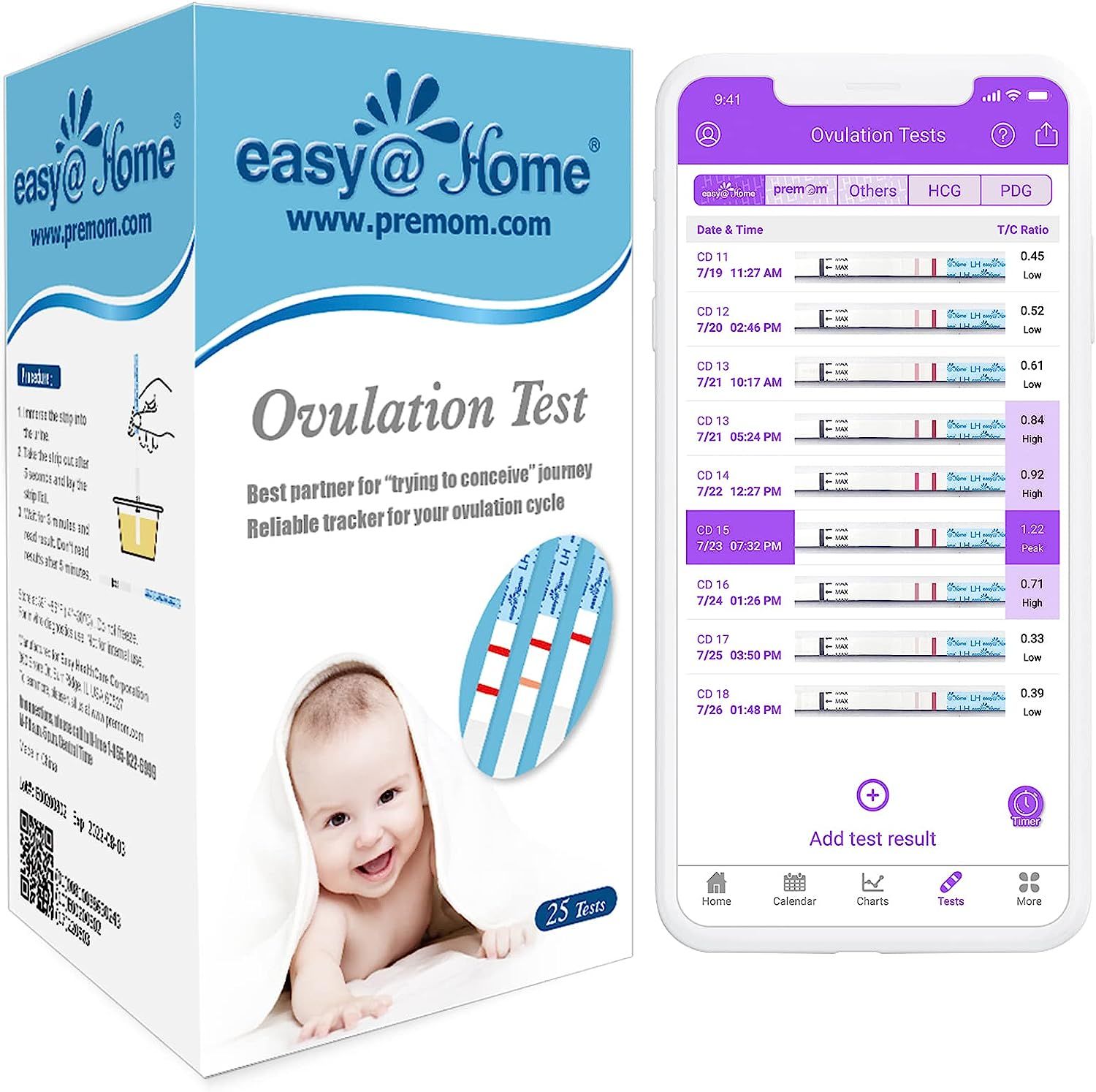 Easy@Home Ovulation Test Strips, 25 Pack Fertility Tests, Ovulation Predictor Kit, Powered by Pre... | Amazon (US)