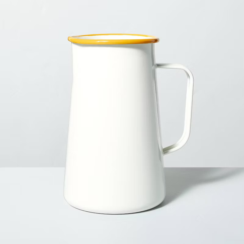 76oz Enamel-Coated Beverage Pitcher Cream/Gold - Hearth & Hand™ with Magnolia | Target