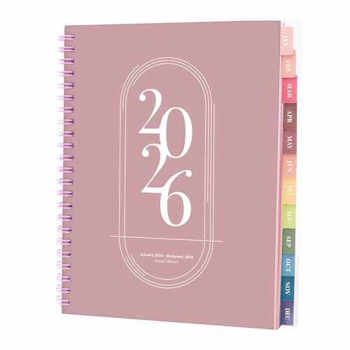 Rileys 2026 Planner, Agenda Planner With Weekly And Monthly View, Daily Agenda Book And Yearly Planners Calendar Book, Spiral Bound With Tabs, Notes, Goals And Holidays (Pink, 8 x 6 in) | Amazon (US)