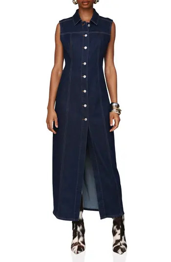 Avec Les Filles Sleeveless Denim Maxi Dress in Royal Wash at Nordstrom Rack, Size 8 | Nordstrom Rack