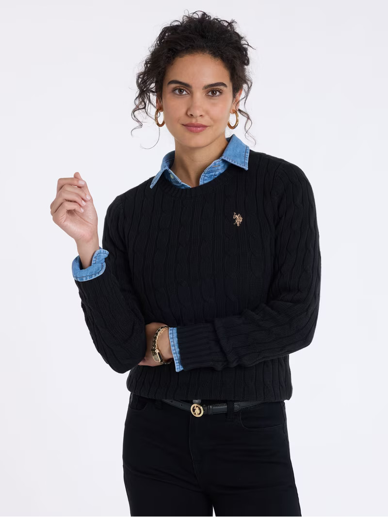 U.S. Polo Assn. Women's Classic Cable Crew Neck Sweater, Sizes XS-XL | Walmart (US)