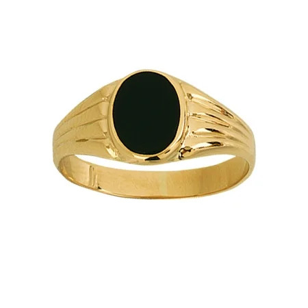 14k Yellow Gold Black Onyx Signet Ring with Oval Top | Walmart (US)