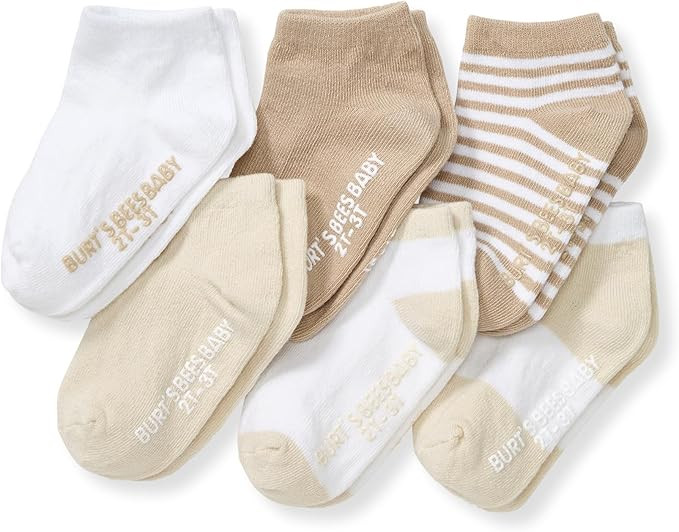 Burt's Bees Baby Baby Girls' Ankle Socks with Non-Slip Grips (6-Pack) | Amazon (US)