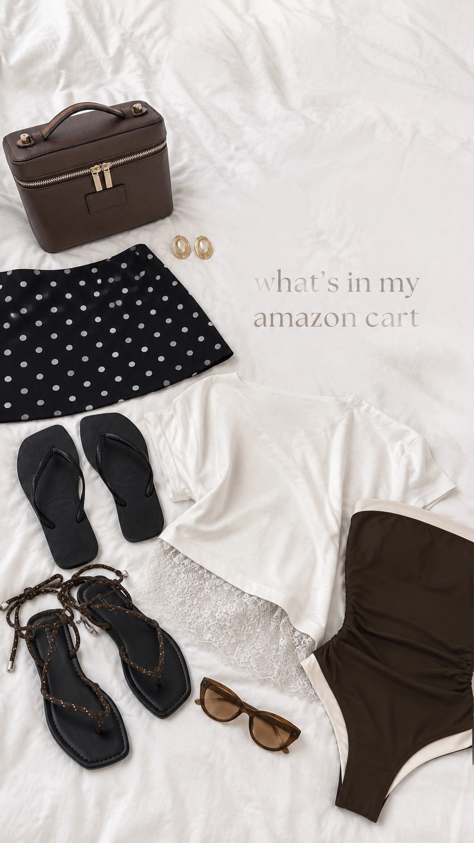 what’s in my amazon cart right now 🤍✨ these finds are giving summer closet refresh — cute vacation pieces, easy everyday accessories, beach sandals, a makeup/toiletry bag, a polka dot skirt, sunnies, and pieces that look way more expensive than they are. perfect for summer trips, errands, beach days, casual outfits, and packing for vacation. comment “cart” and i’ll send the links 🫶

#amazonfinds #amazoncart #amazonfashion #amazonfavorites #summerfinds #vacationfinds #summeroutfits #amazonmusthaves #beachoutfits #casualoutfits #ltkfinds #collegegirlstyle #affordablefashion #amazonstyle #whatsinmycart

#LTKgrwm #LTKootd #LTKU