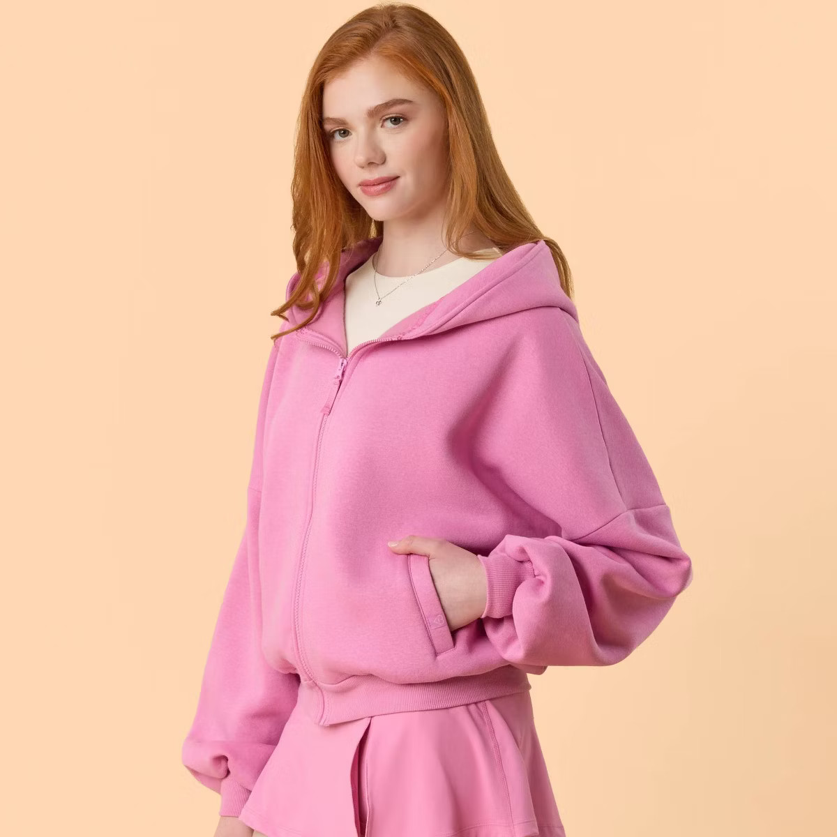 Blogilates Women's Marshmallow Full Zip Hooded Sweatshirt | Target