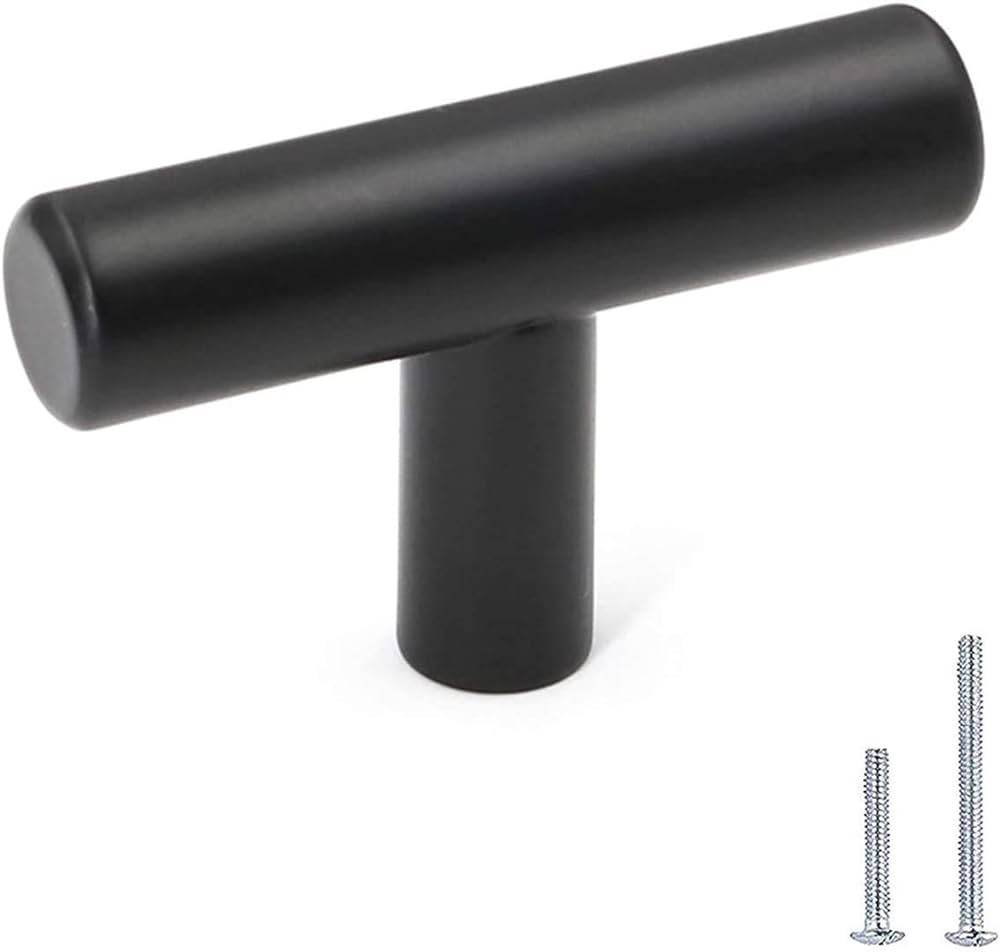 LONTAN 12 Pack Matte Black Kitchen LS201BK Modern T Cabinet Knobs Stainless Steel Dresser Drawer ... | Amazon (US)
