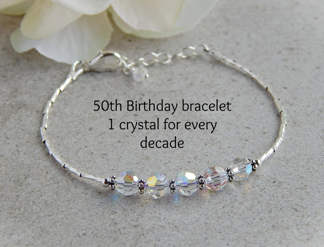 50th Birthday Gift for Women Jewelry 50th Birthday Bracelet - Etsy | Etsy (US)