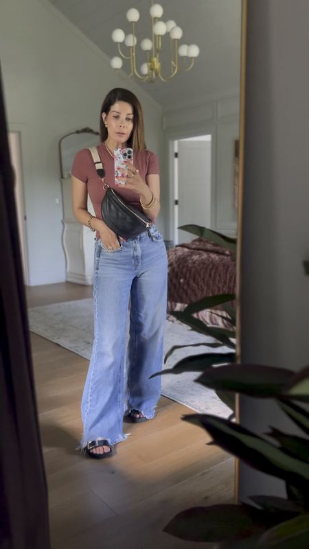 My American eagle high waist wide leg baggy jeans are sooo comfy and on sale for $35 right now! Living in these skims inspired tees and this belt bag!

#LTKVideo #LTKSaleAlert #LTKTravel